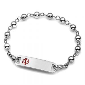 beaded stainless medical alert bracelet