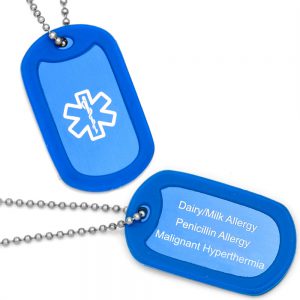 colorful dog tag medical id necklace