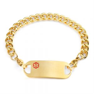 gold link medical bracelet