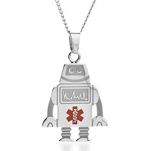 custom robot shaped medical alert necklaces for kids