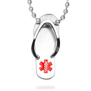 medical alert necklace in flip flop style