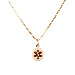 dainty gold medical alert necklace for women