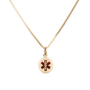 gold medical alert pendant