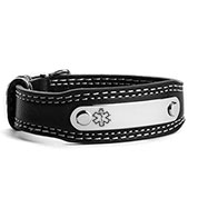 black leather medical alert bracelet