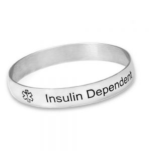 insulin dependent medical bangle bracelet 
