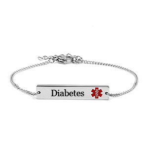 adjutable bar style diabetic bracelet