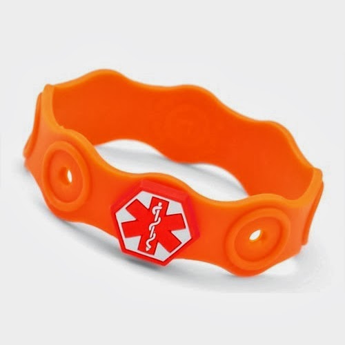Waterproof rubber orange children’s medical ID bracelet