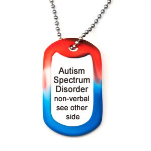 red white and blue medical alert dog tag