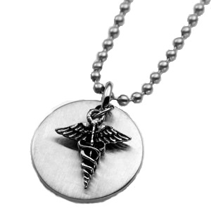 Caduceus Medical Charm Stainless Medium Pendant & Chain