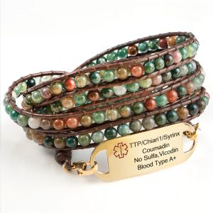 beaded leather medical wrap bracelet for her