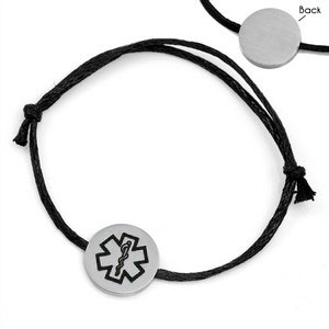 black cotton medical bracelet