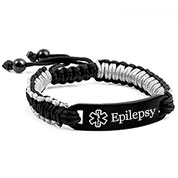 black macrame epilepsy alert bracelet