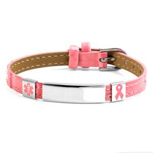 pink leather breast cancer awareness medical id