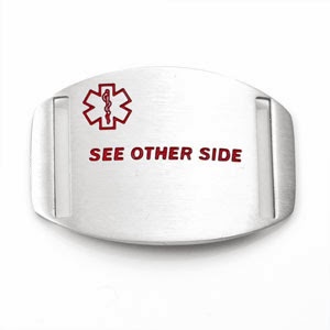 medical ID bracelet plaque "See Other Side"