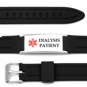 black leather medical id bracelet
