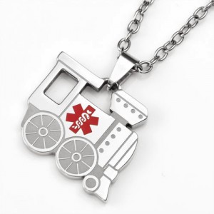 train medical ID pendant necklace