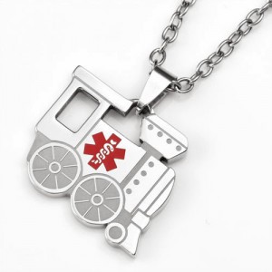 train medical ID pendant necklace