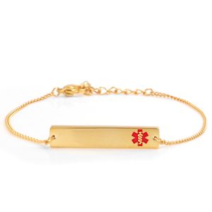 gold bar medical id bracelet