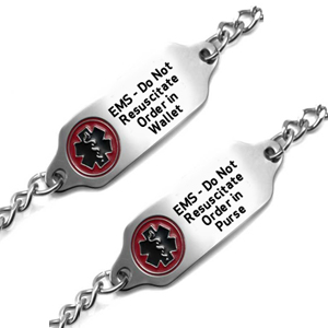 DNR-Do Not Resuscitate Medical Alert ID Bead Chain Bracelet Engraved 