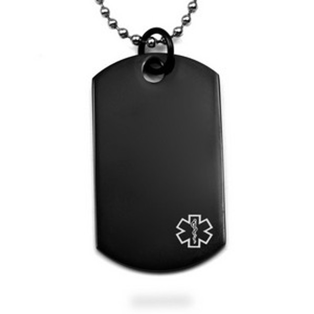 Black Stainless Medical Dog Tag