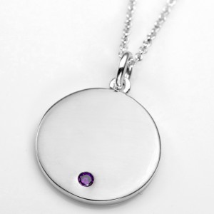 February Birthstone Sterling Silver Small Pendant