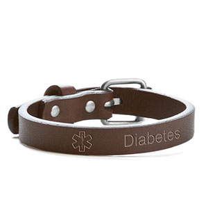 genuine leather buckle style diabetic bracelet