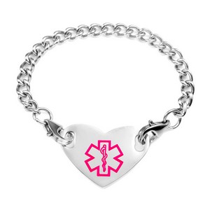 girls heart medical bracelet