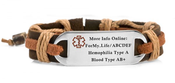 leather medical id bracelet