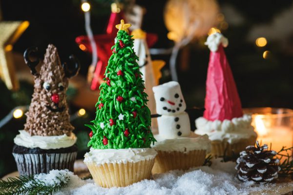 Christmas decorated cupcakes