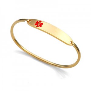 Lesly gold bangle medical bracelet for women
