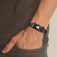 man wearing medical id bracelet