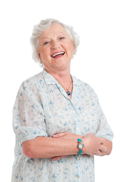 pretty senior woman wearing jewelry