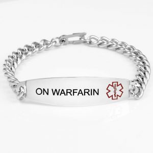 stainless steel on warfarin medical id bracelet