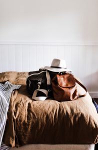 luggage on bed