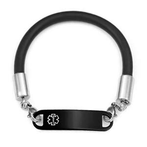 black rubber medical id bracelet