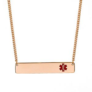 rose gold bar necklace medical id