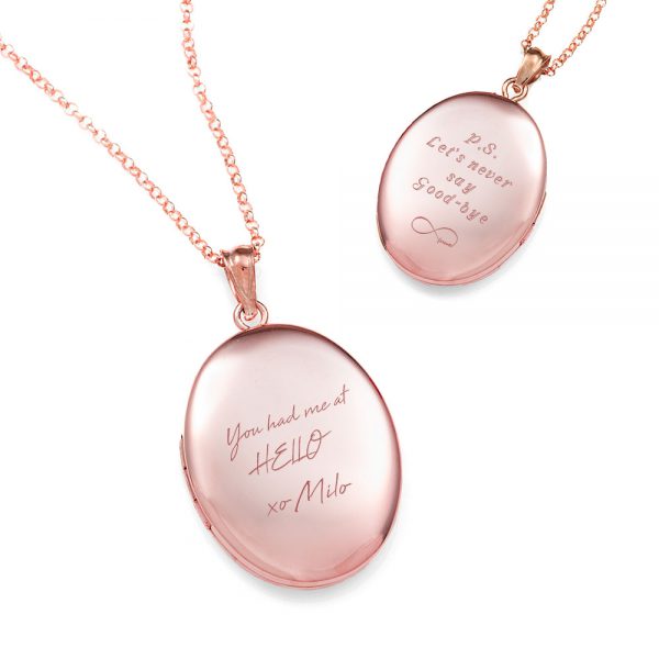 rose gold engraved handwriting locket