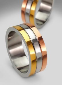 silver yellow and rose gold wedding bands