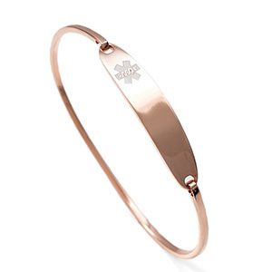 rose gold medical id bangle bracelet