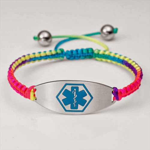 rainbow macrame medical bracelet