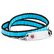 turquoise and black wrap medical id bracelet for her 