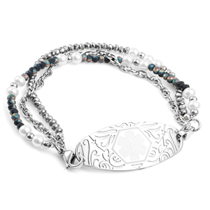 Shimmery beaded medical bracelet for women