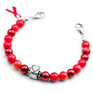 heart disease red ribbon charm bracelet