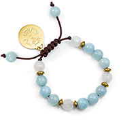 Aquamarine Gemstone Medical Charm Bracelet