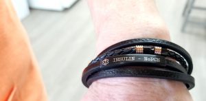 stacked leather diabetic bracelet