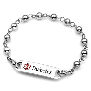 classic stainless steel diabetic medical id bracelet