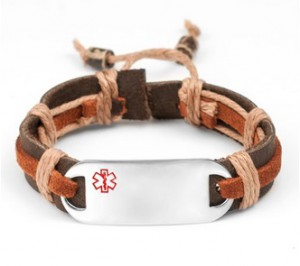 StickyJ Leather Medical Alert Bracelet