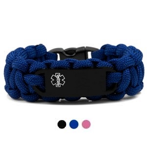 blue paracord custom medical bracelet