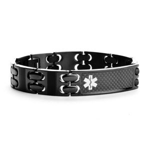 black stainless medical bracelet for men