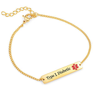 gold bar diabetic bracelet